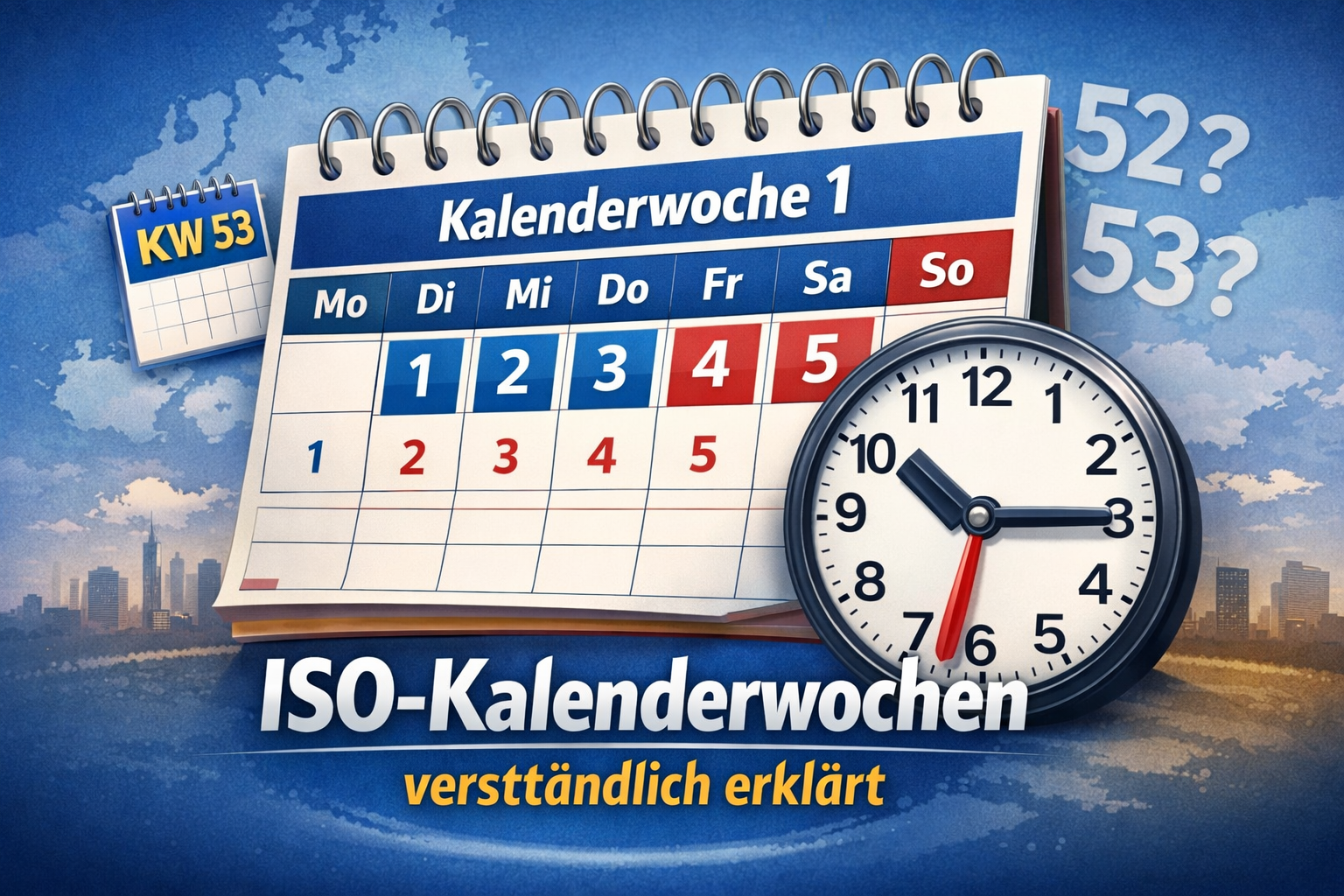 ISO Kalenderwochen erklärt mit Kalenderwoche 1, Wochenbeginn Montag und Übersicht nach ISO 8601